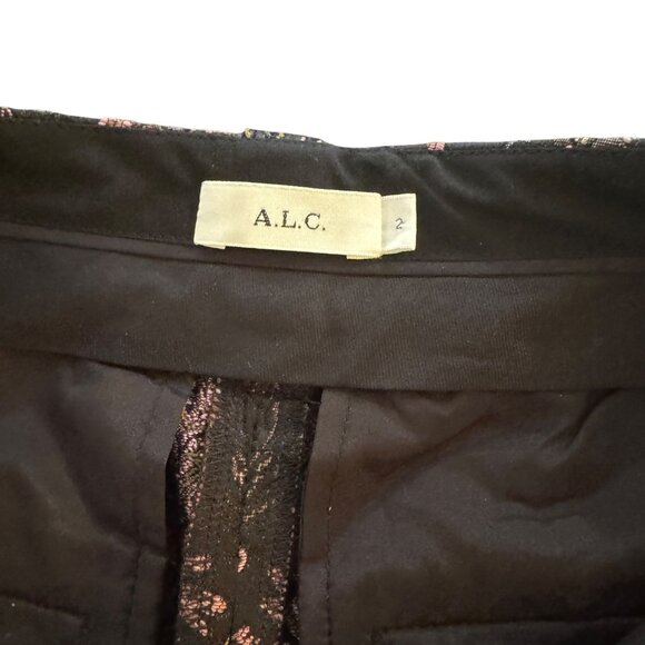 A.L.C. Brocade Flared Pants Trousers Women's Black/Brown/Pink Pattern, Size 2 - Picture 7 of 11